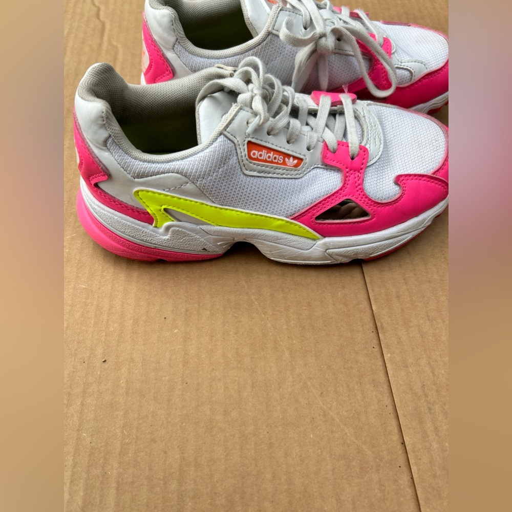 Adidas neon fashion sneakers Falcon EE4405 women size 6